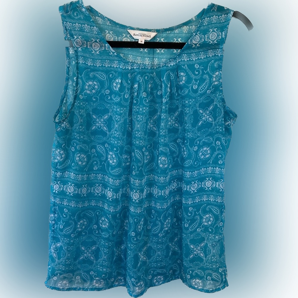 Northern Reflections Teal Paisley Sleeveless Tank Top